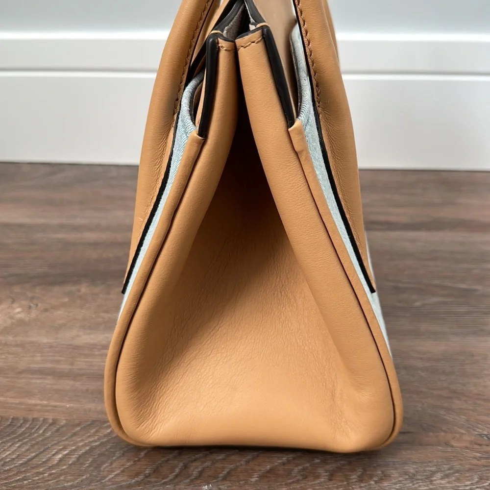 NWT Michael Kors Collection Bancroft Md Satchel, Denim/Genuine Leather - Picture 4 of 16